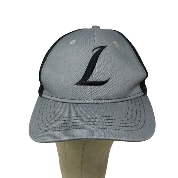 Port Authority Youth Boys Embroidered L Snapback Mesh Back Hat Gray Black - Picture 1 of 12